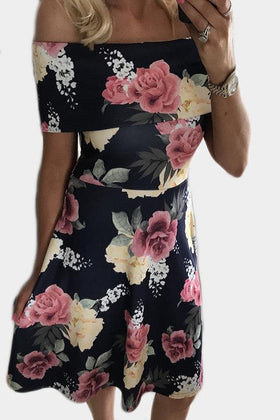 Robe Florale à Epaules Dénudées