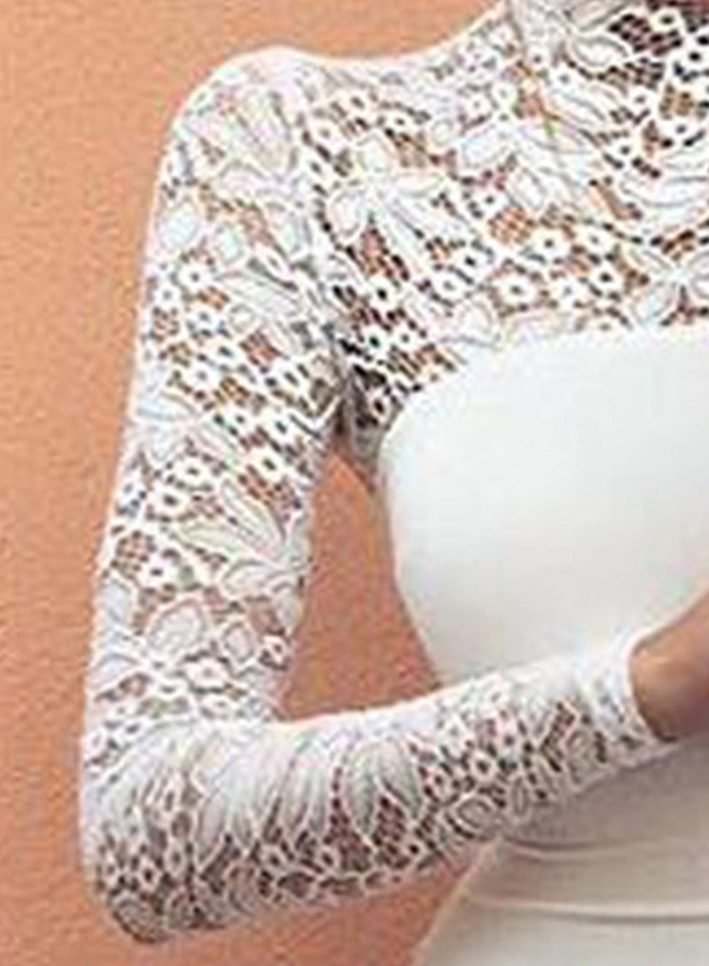 Mock Neck Long Sleeve Lace Bodycon Dress