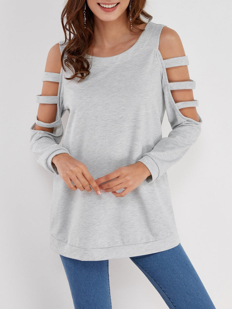 Cold Shoulder Slouchy Strappy Cut-outs T-shirt - CA Mode