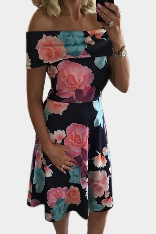 Robe Florale à Epaules Dénudées