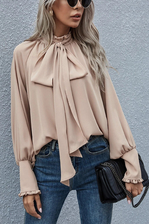 Not Ready for It Tie Neck Blouse