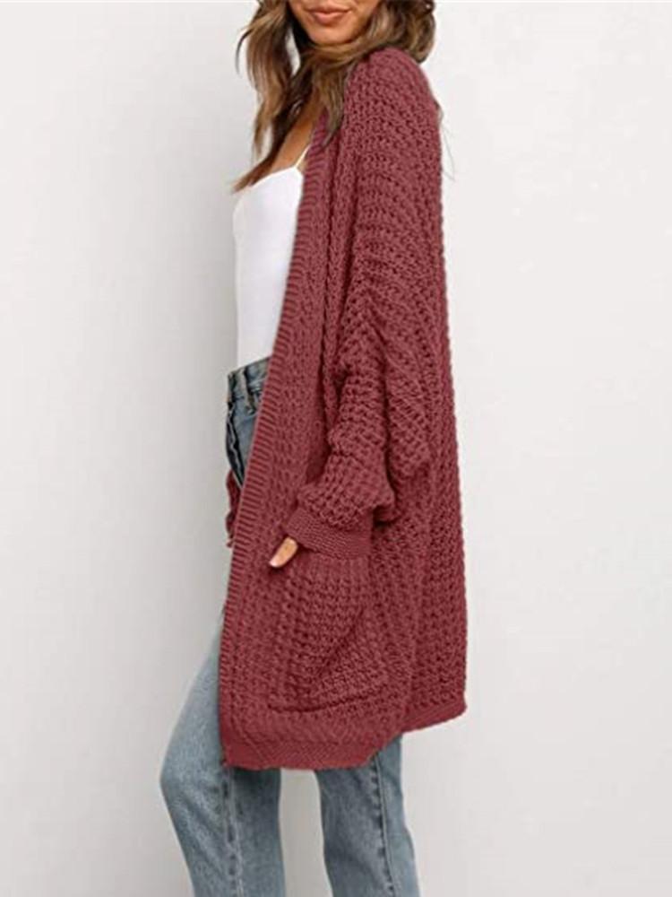 Cardigan Ample Couleur Poche Unie