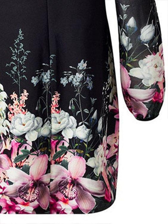 Robe Manches Longues à Imprimé Floral