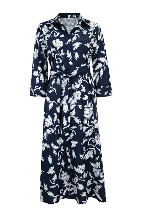 Cider and Sunshine Floral Shirt Midi Dress