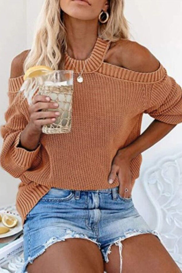 Taste of Winter Cold Shoulder Knit Sweater