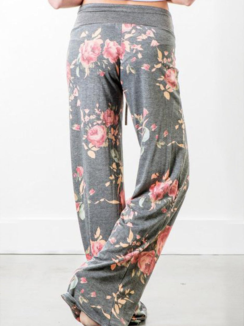 Pantalon de Sport Floral Pour Femmes Lâche avec Cordon de Serrage