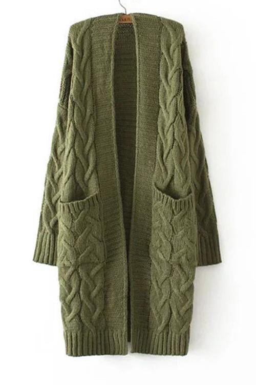 Twist Knit Pockets Cardigan