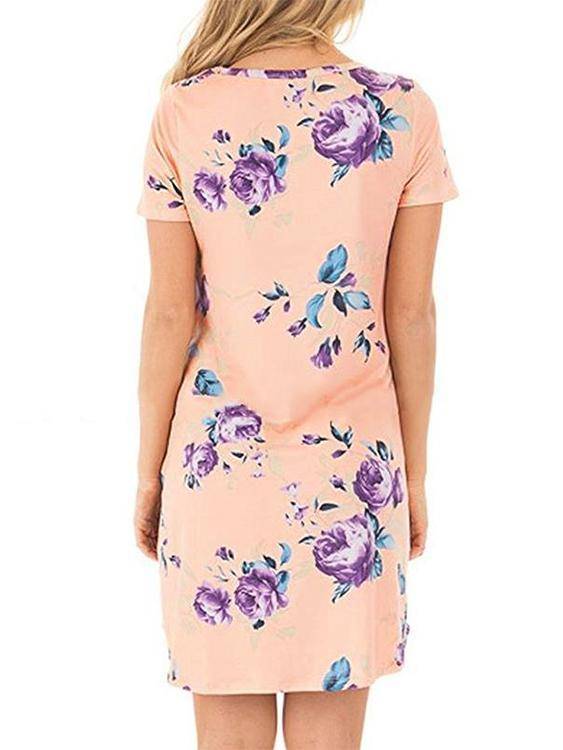 Robe Imprimée Florale Col Rond