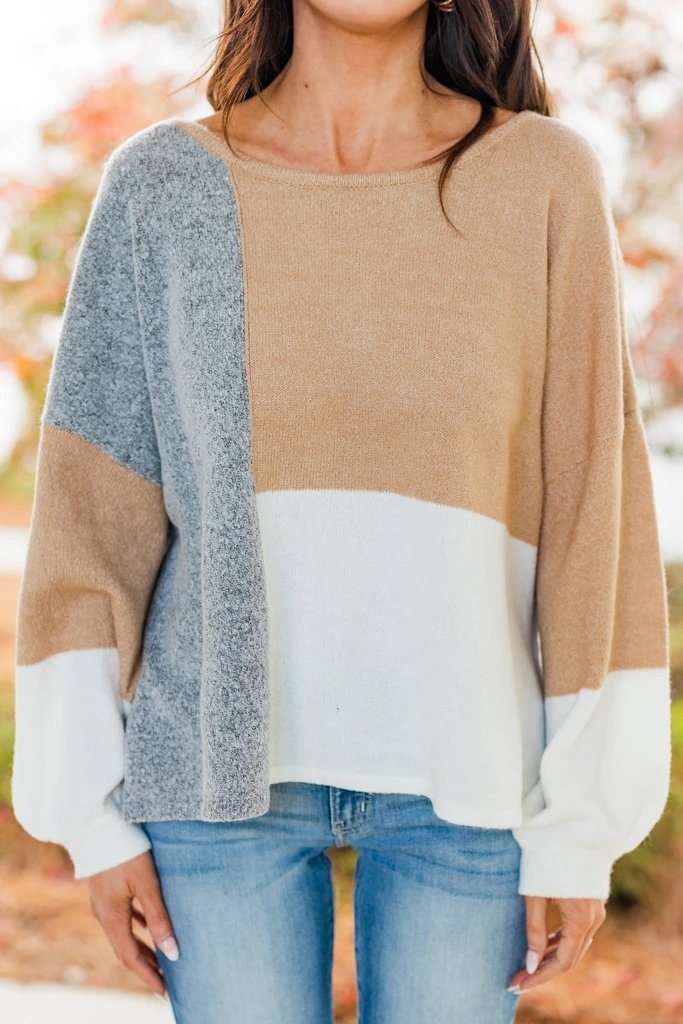 Pull en Patchwork Manches Longues Nouer Dos