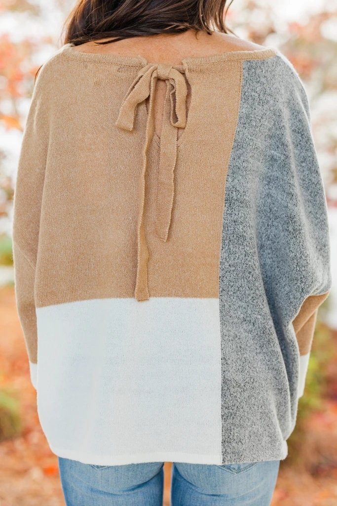 Pull en Patchwork Manches Longues Nouer Dos