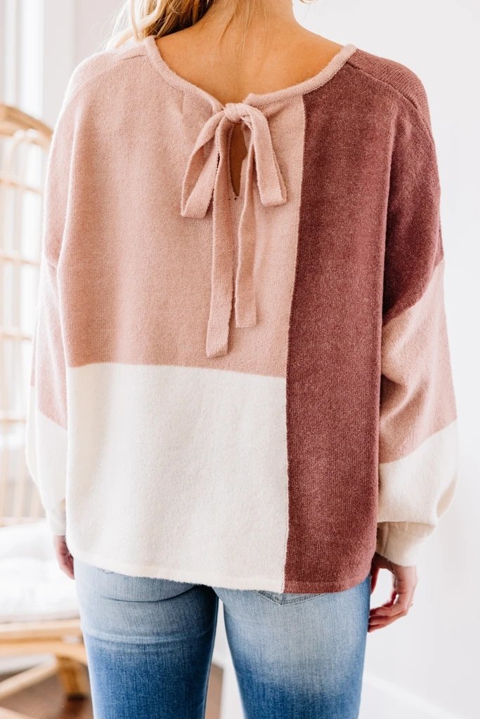 Pull en Patchwork Manches Longues Nouer Dos