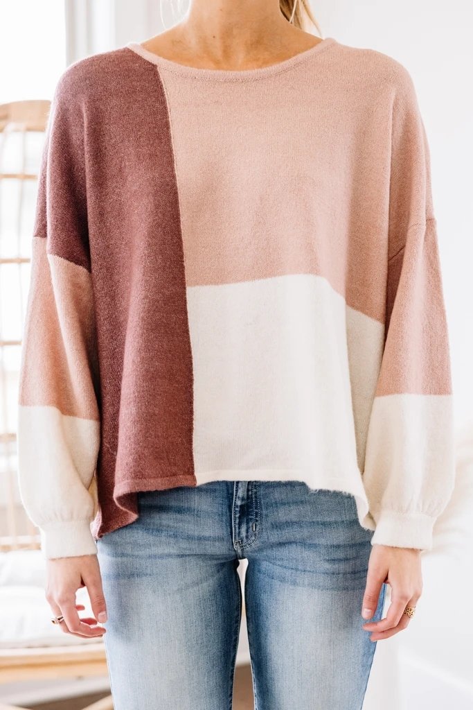 Pull en Patchwork Manches Longues Nouer Dos