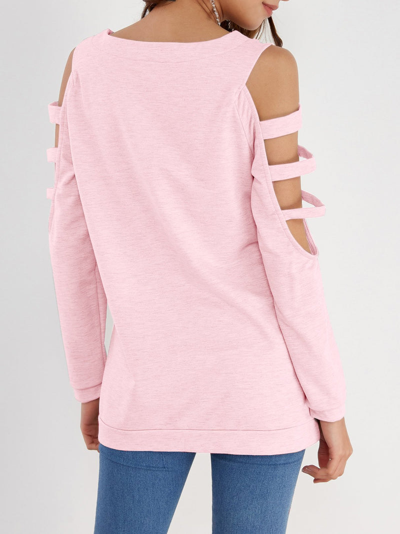 Cold Shoulder Slouchy Strappy Cut-outs T-shirt - CA Mode