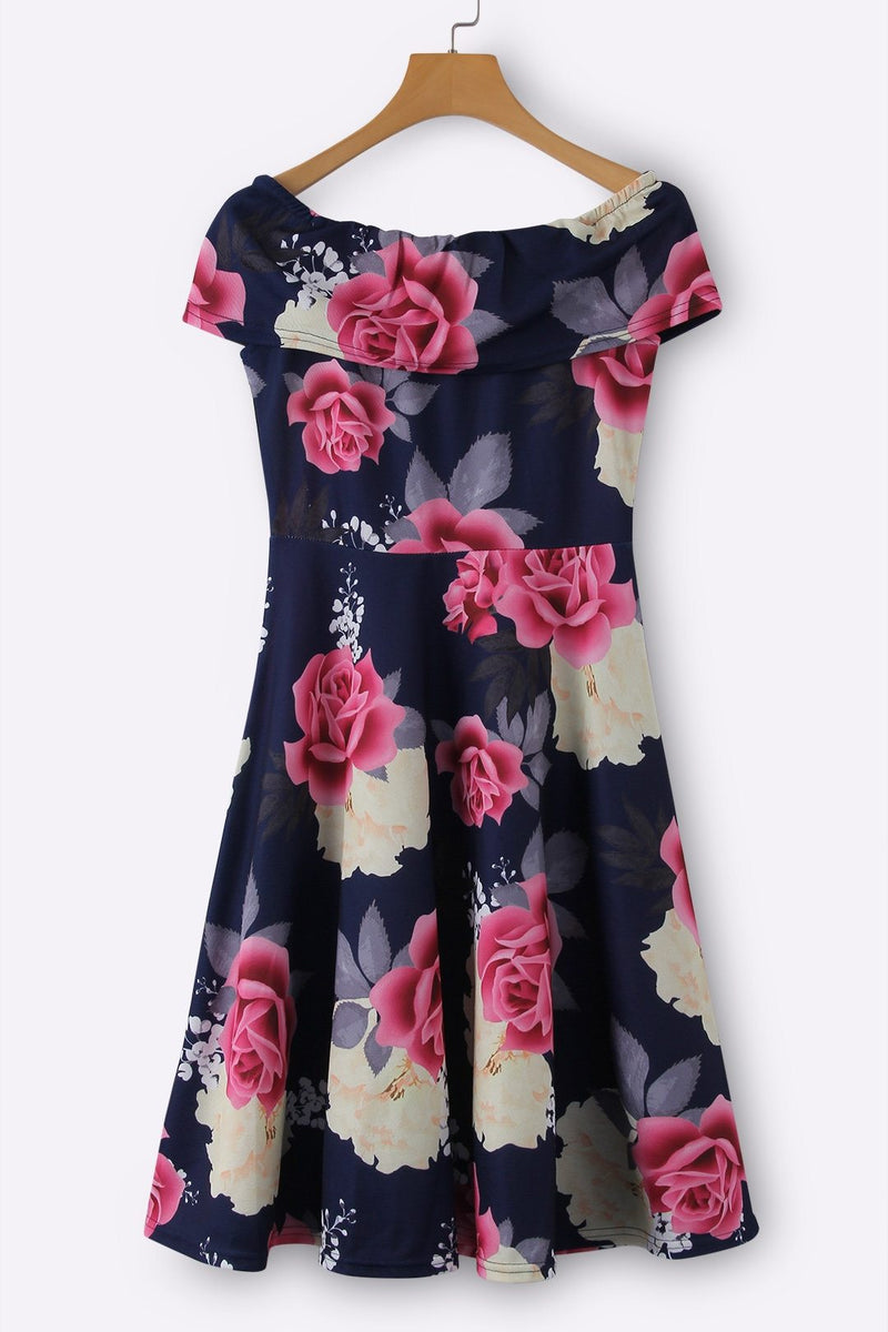 Robe Florale à Epaules Dénudées