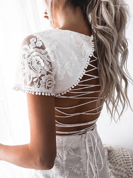 Mini Robe Blanche en Dentelle - CA Mode