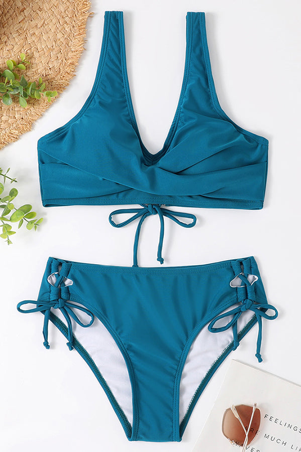 Marie Striped Cutout Side Strappy Bikini Set