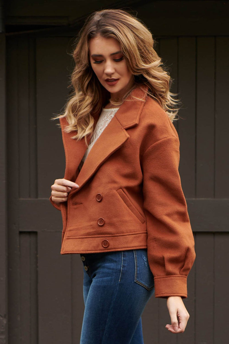 Veste en Marron de Tailleur Décorée de Boutons
