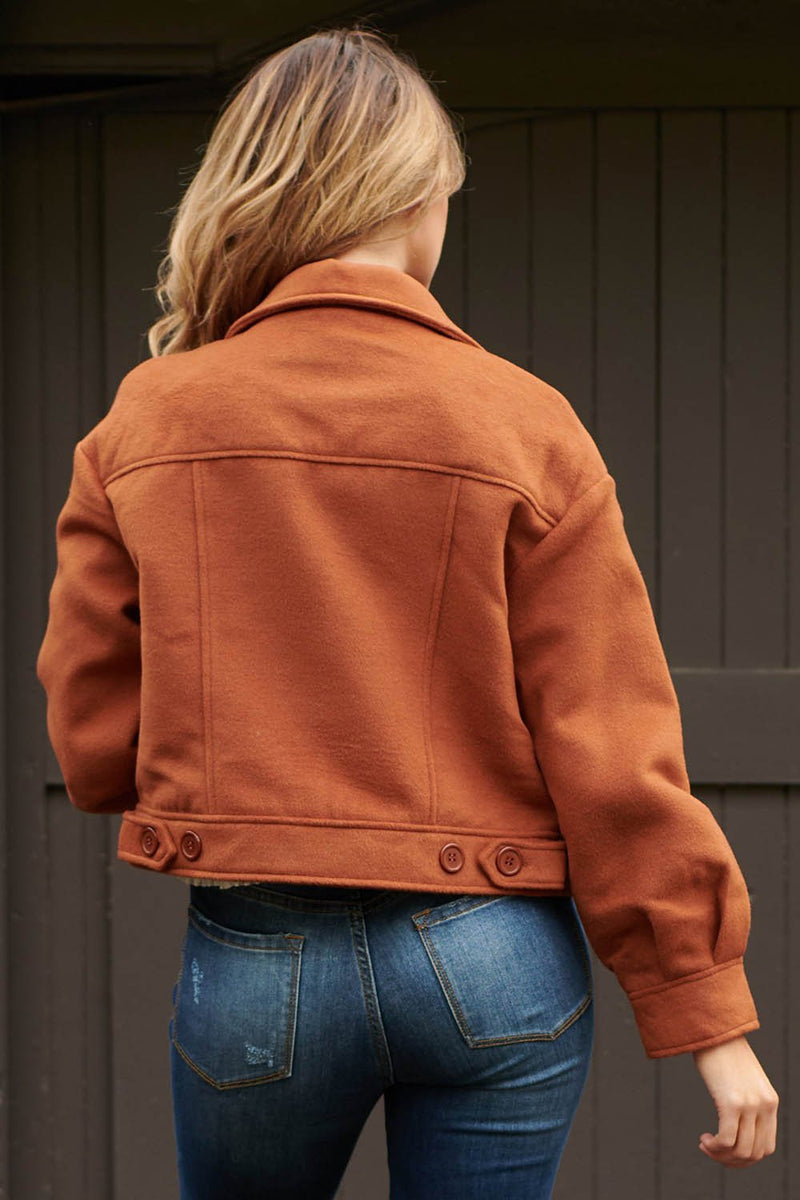 Veste en Marron de Tailleur Décorée de Boutons
