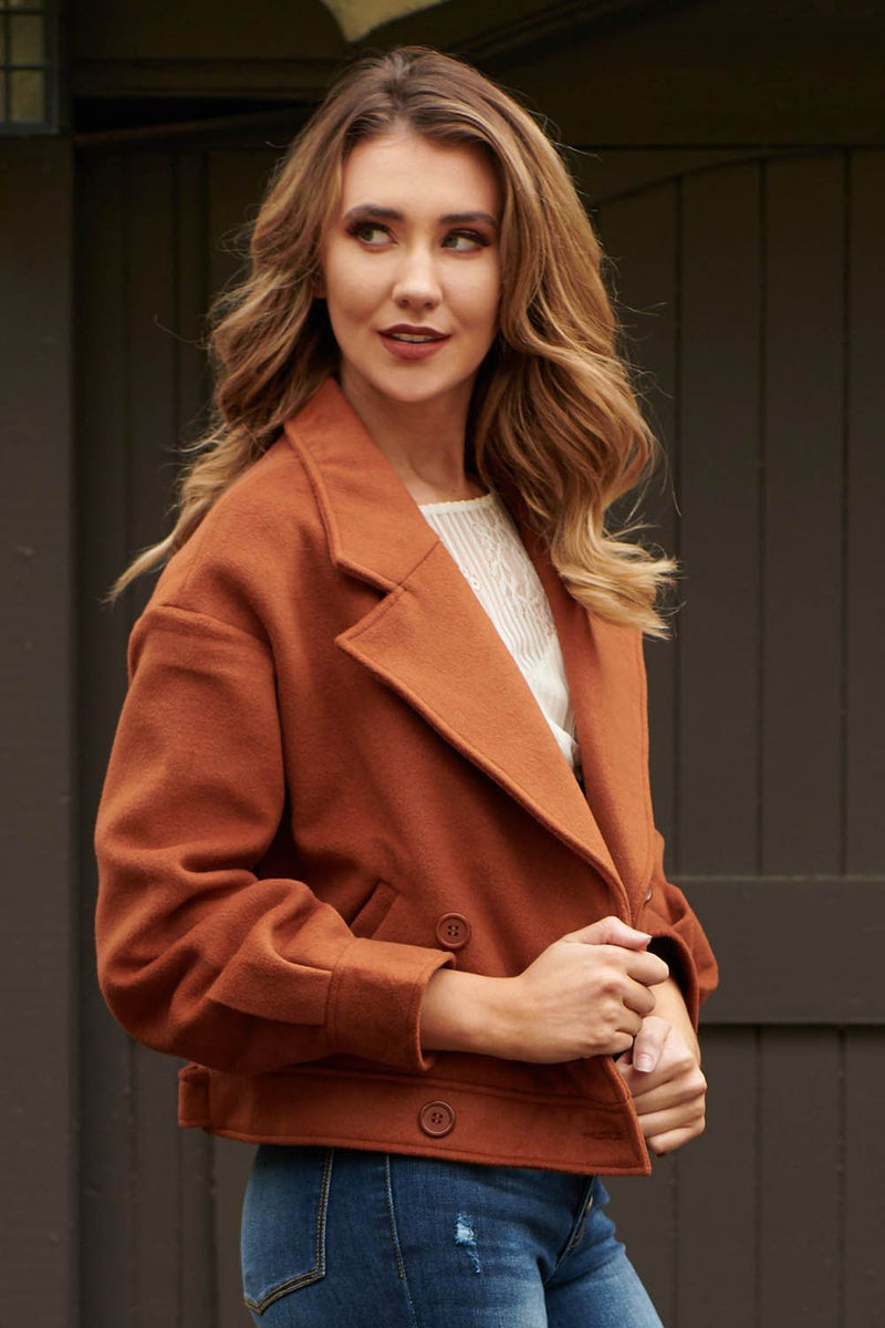 Veste en Marron de Tailleur Décorée de Boutons