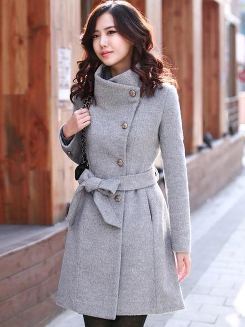 Manteau En Laine Avec Ceinture