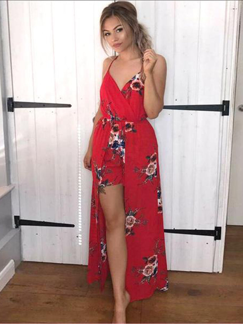 Robe Sans Manches à Imprimé Floral