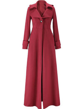 Manteau Maxi à Col en Revers avec Bouton