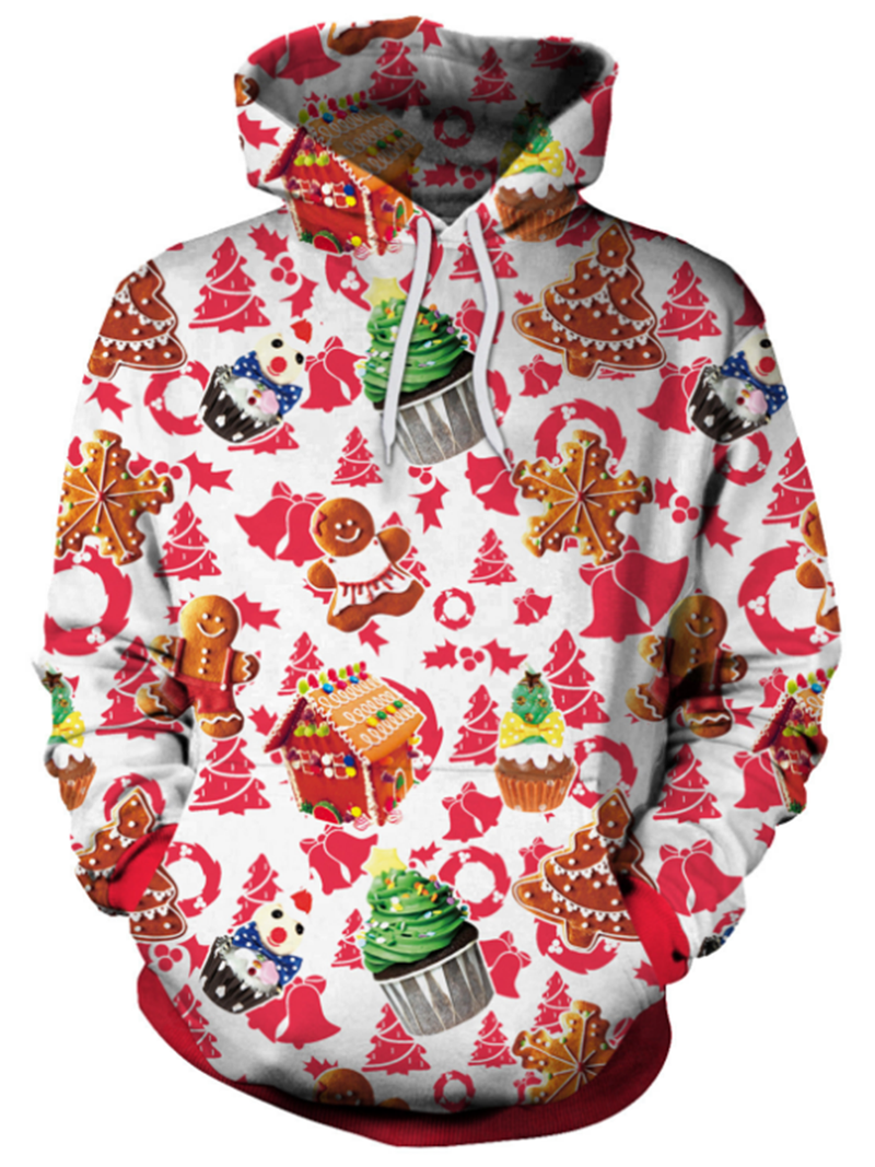 Sweat-shirt à Capuche et Imprimé Floral de Noël Vert