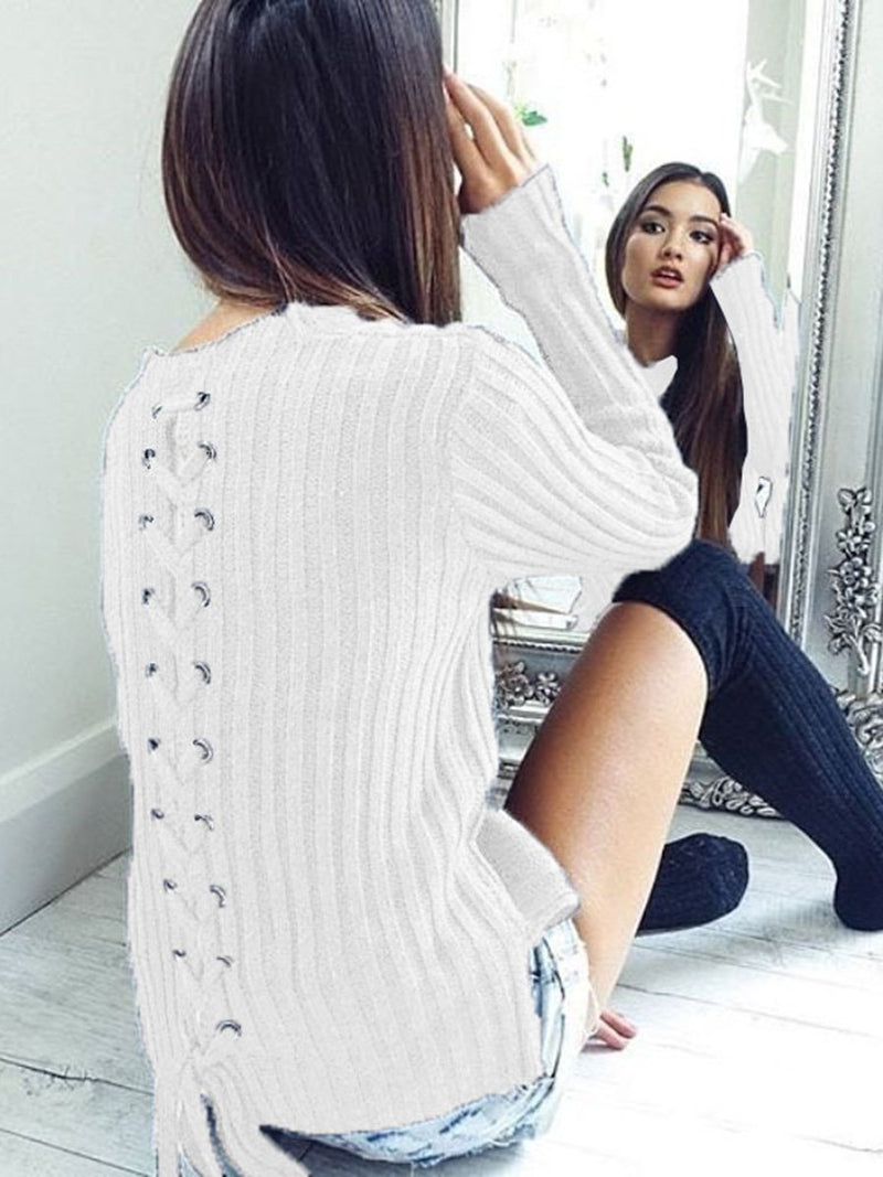 Pull en Maille Corde Croisée sur Dos