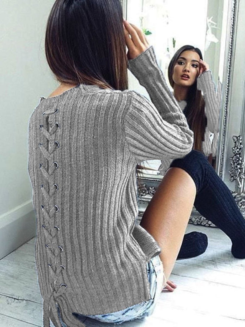 Pull en Maille Corde Croisée sur Dos