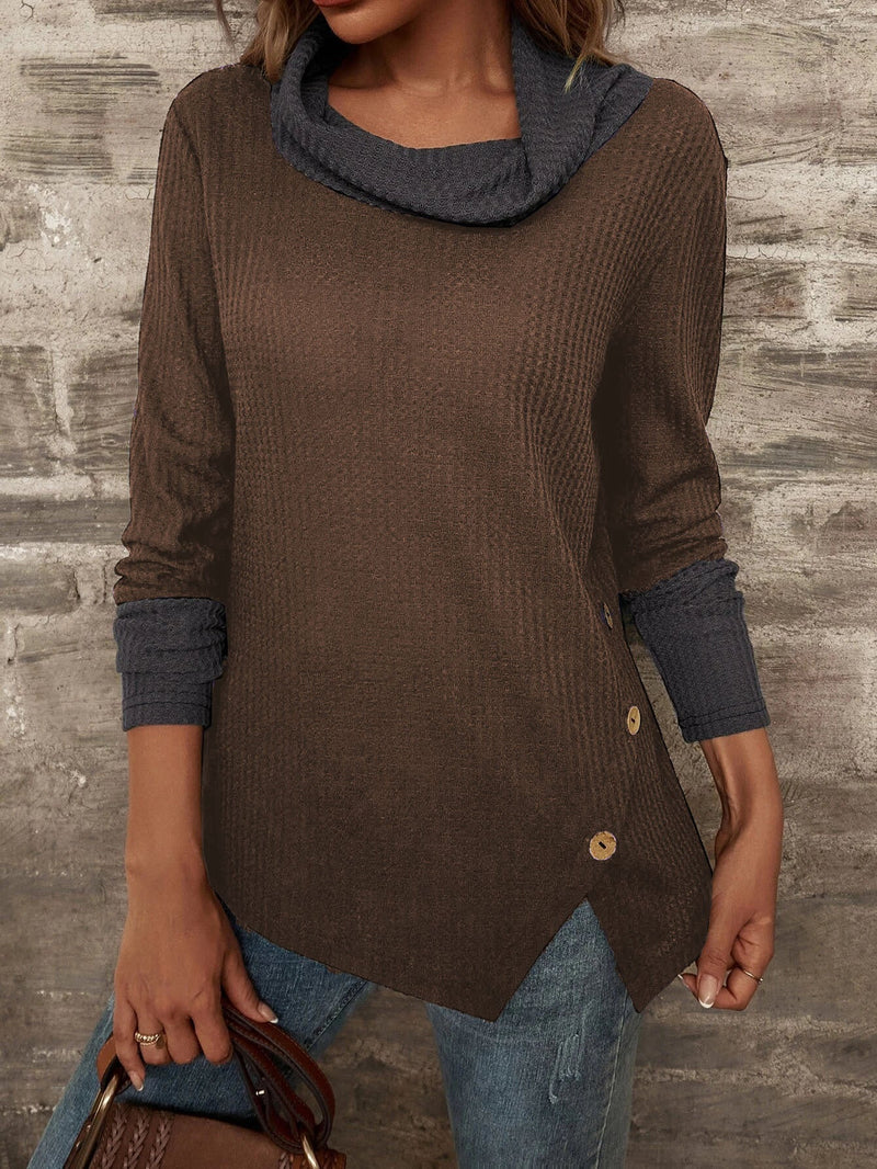 Casual High Neck Long Sleeve Knit Sweater