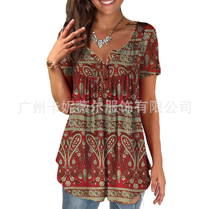 Casual Loose Short Sleeve Scoop Neck Top