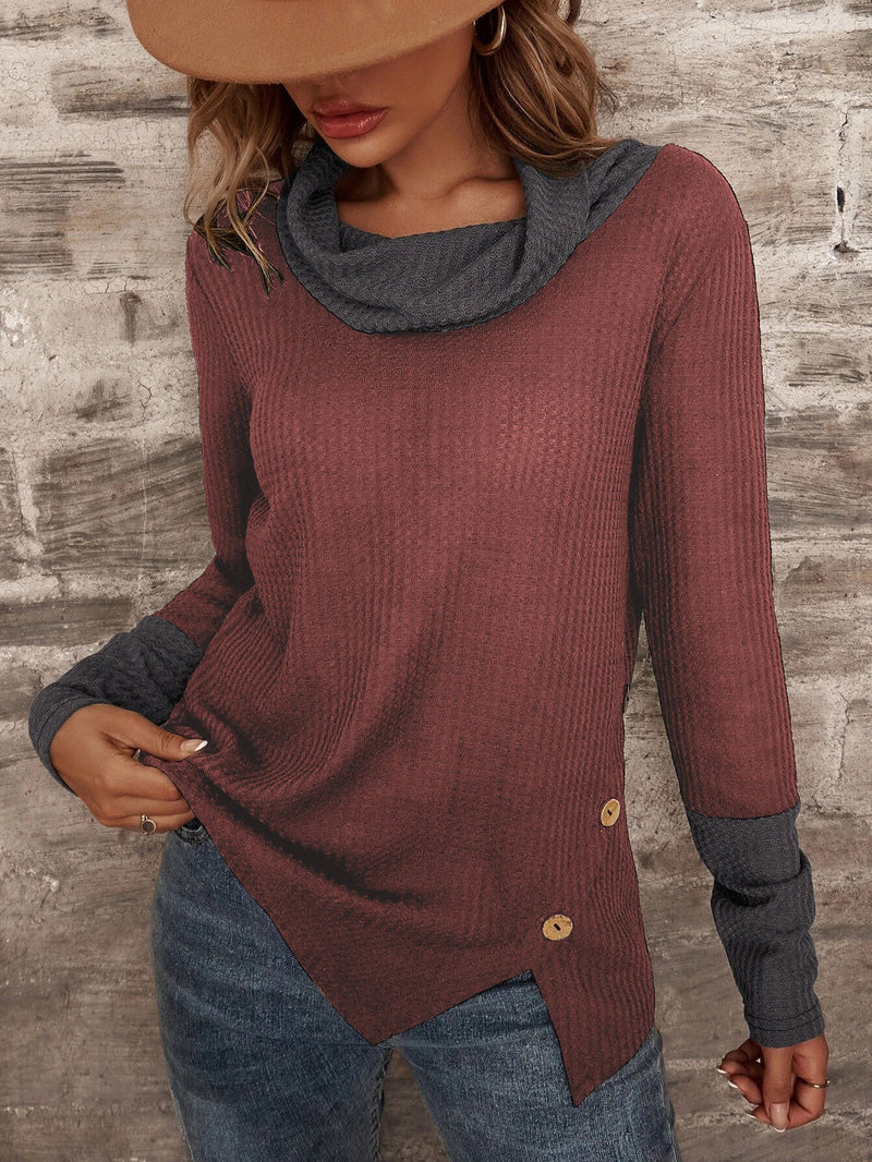 Casual High Neck Long Sleeve Knit Sweater