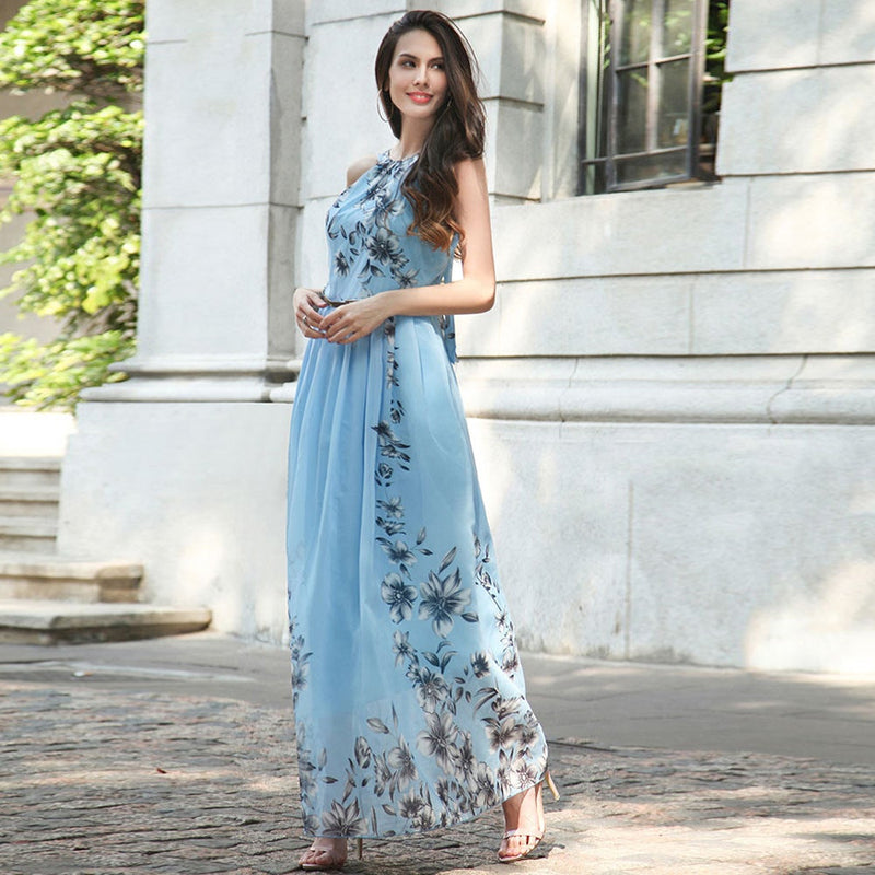 Robe Maxi Longue Sans Manches à Col Halter