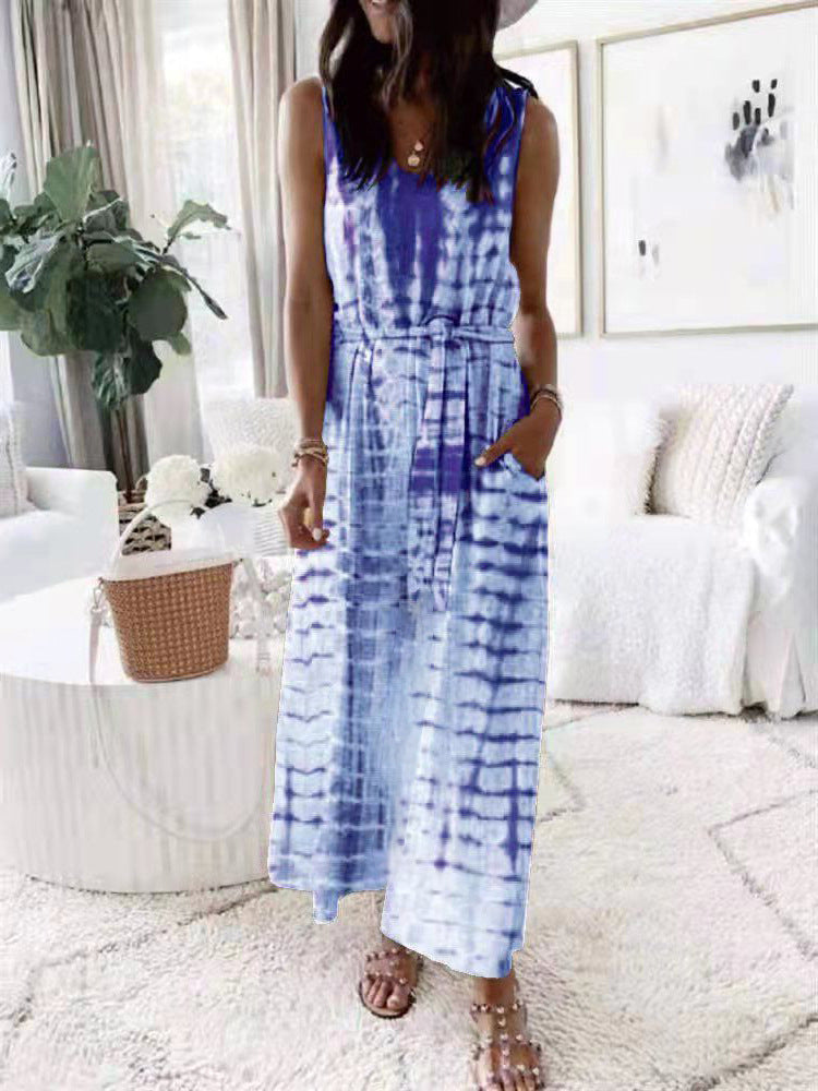 Casual Sleeveless Loose Waist Wrap Maxi Dress