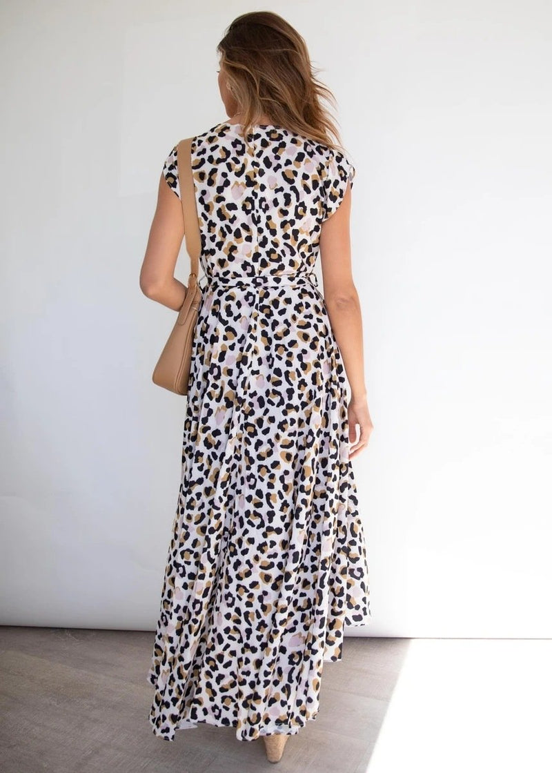 Robe Longue Sans Manches Col en V Floral