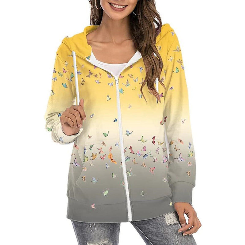 Sweat à Capuche Zippé Manches Longues Imprimé FloralMode