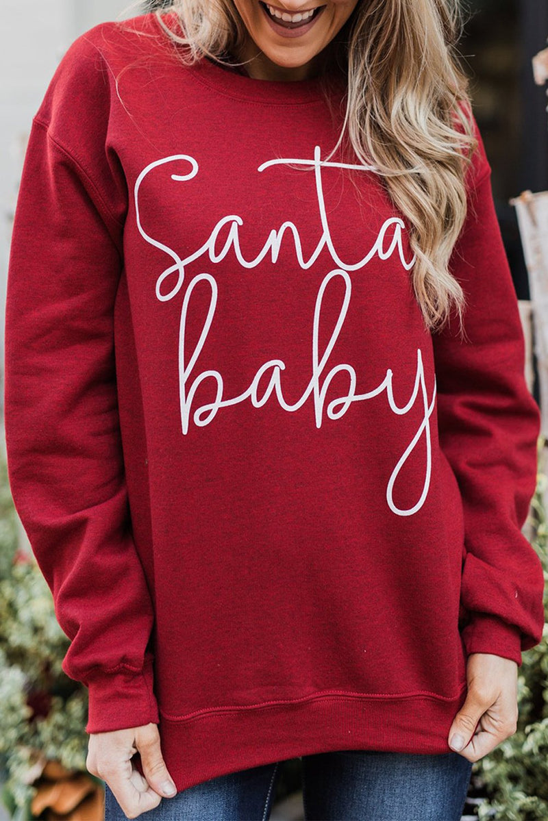 Pull Noël Col Rond Imprimé Santa Baby