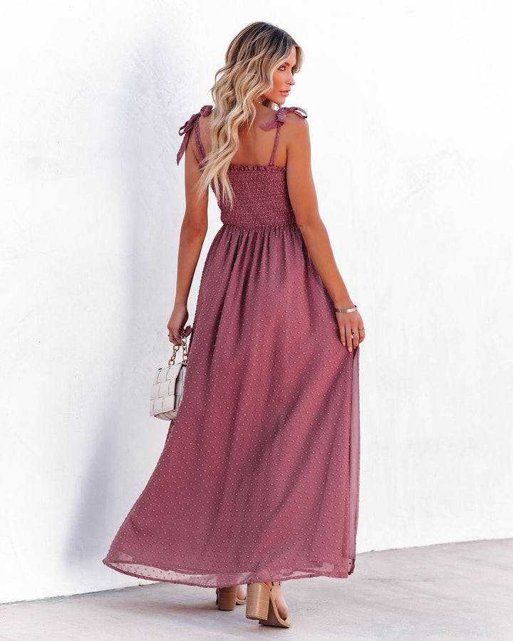 Robe Maxi Taille Haute Sans Manches Encolure Carrée