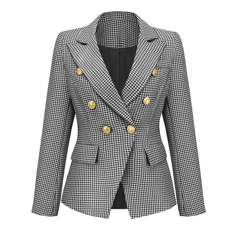 Manteau Blazer Boutonné Col Plié Revers