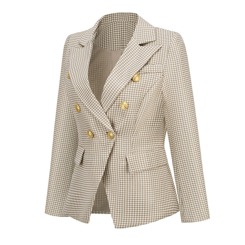 Manteau Blazer Boutonné Col Plié Revers