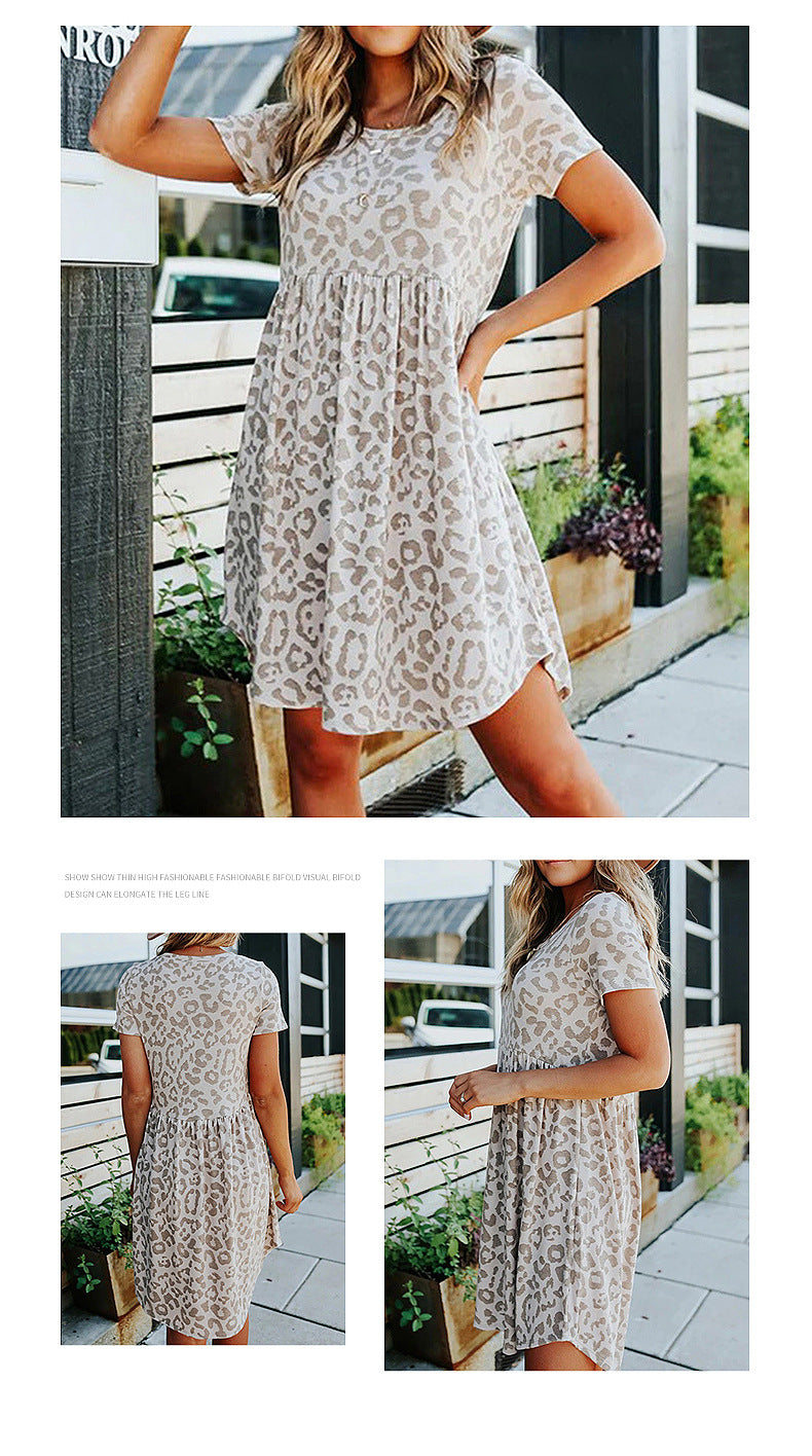 Casual Round Neck Short Sleeve Mini Elegant Dress