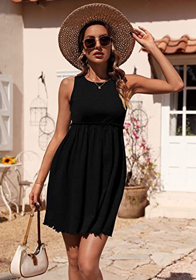 Round Neck Sleeveless High Waist Tank Mini Dress