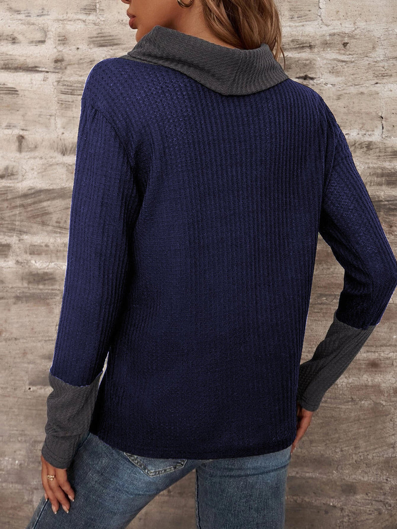 Casual High Neck Long Sleeve Knit Sweater