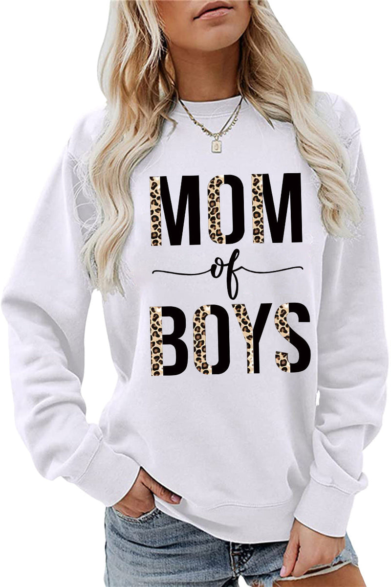 Casual Crew Neck Mom of Boys Printed Sweatshirt