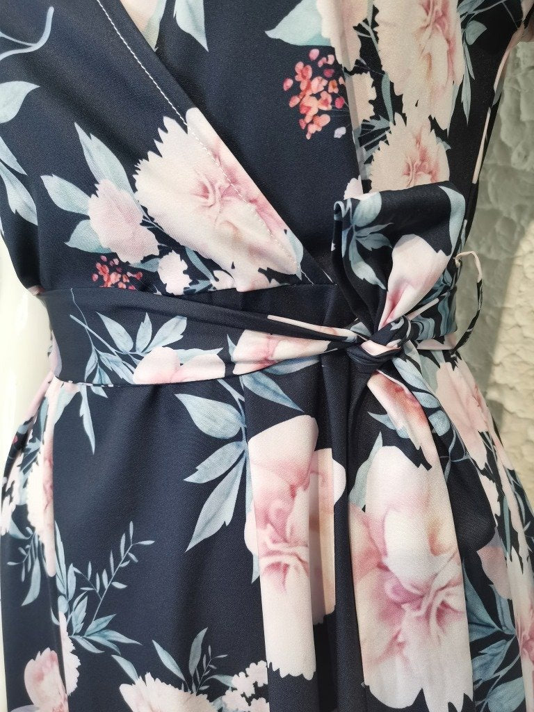 Robe Longue Sans Manches Col en V Floral