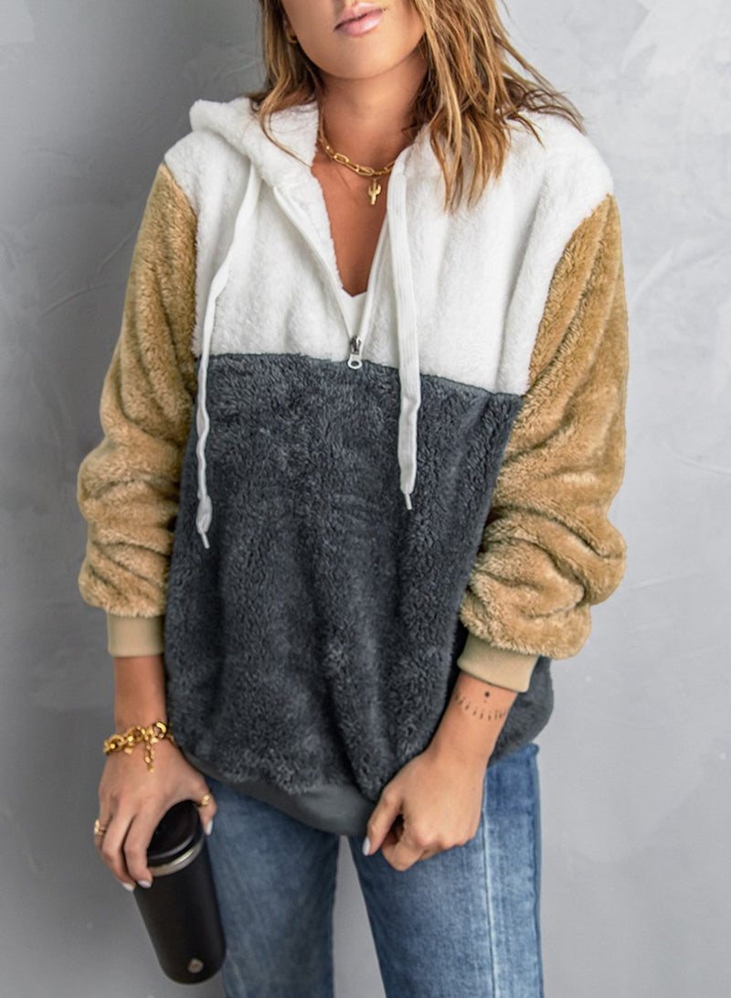 Pull à Capuche Teddy Sherpa avec Cordon de Serrage