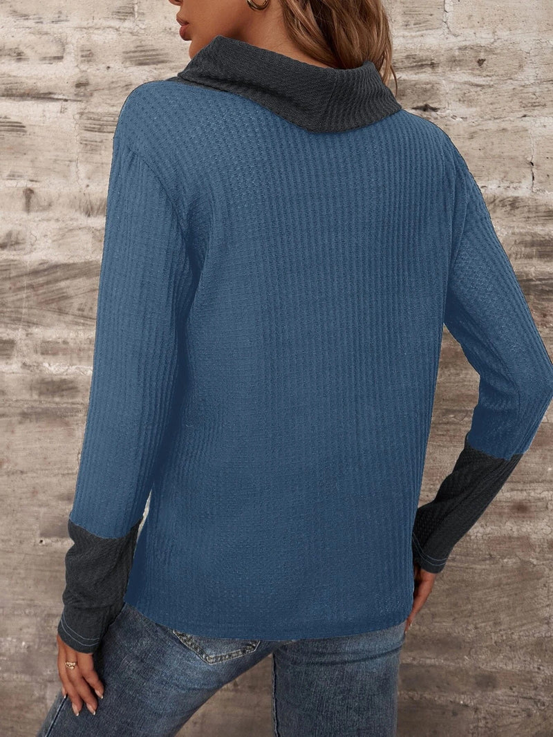 Casual High Neck Long Sleeve Knit Sweater