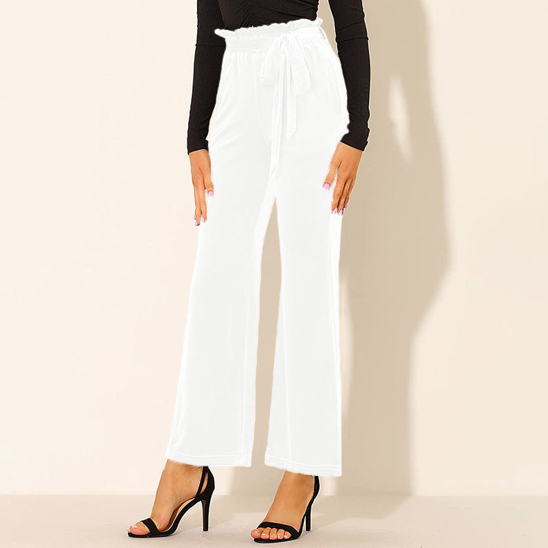 Pantalon Taille Élastique avec Poche Latérale Couleur Unie