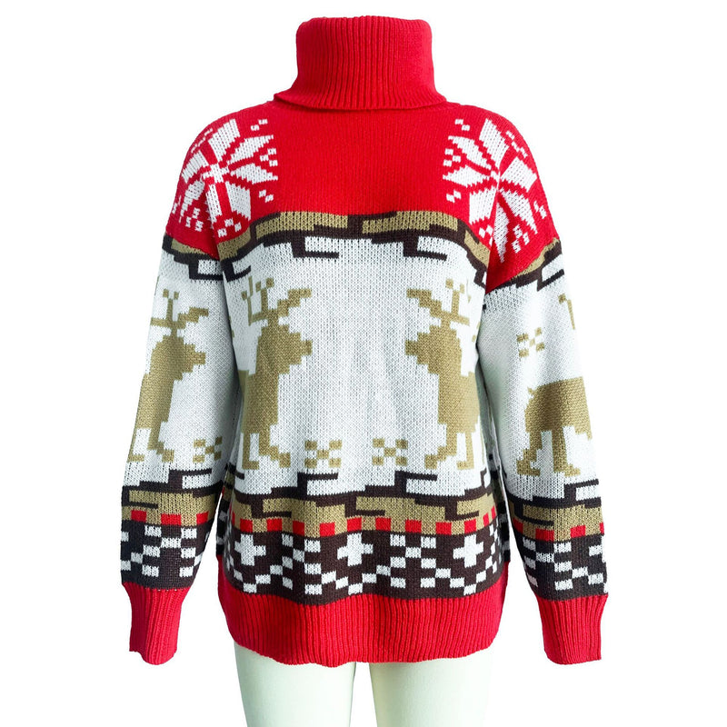 Pull en Maille Col Roulé et Imprimé Noël