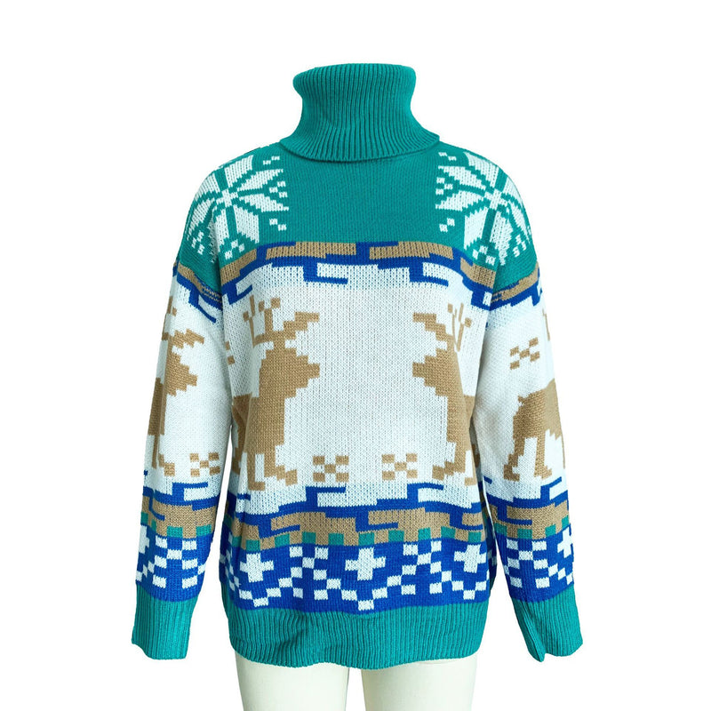 Pull en Maille Col Roulé et Imprimé Noël